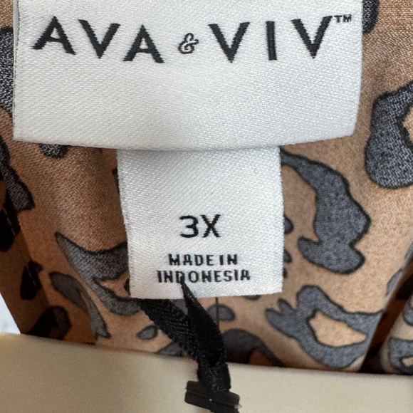 Ava & Viv Womens Brown Animal Print Tunic Tiered Casual Dress Plus Sz. 3X NEW - Picture 8 of 13